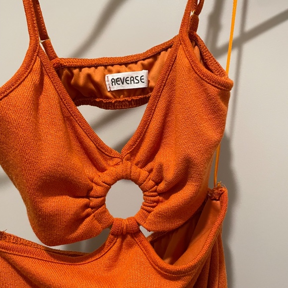 Rust Orange Cutout Midi Dress - Picture 3 of 6